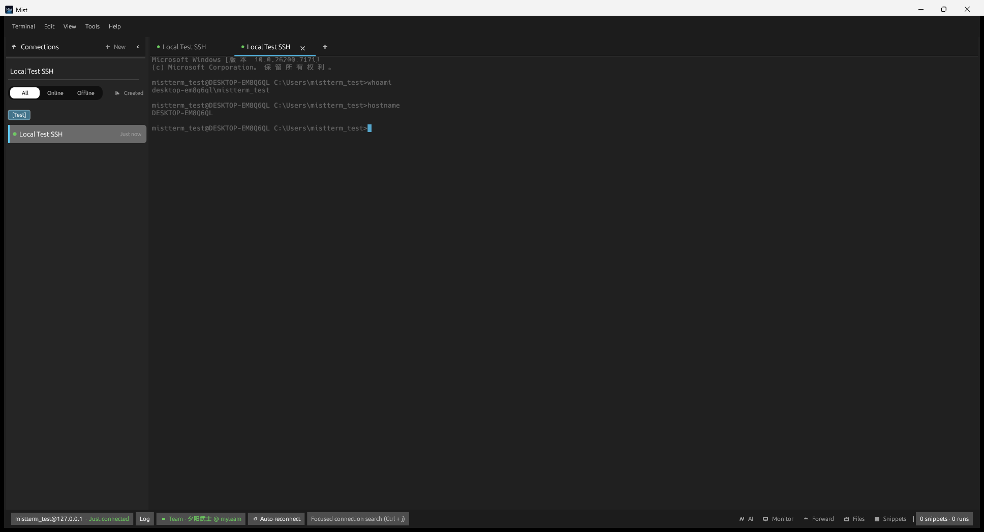 Main interface (SSH connected)